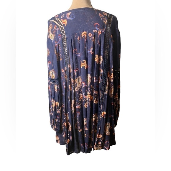 Free People | Just The Two of Us Babydoll Paisley Tunic Top Mini Dress Crochet - Picture 4 of 8